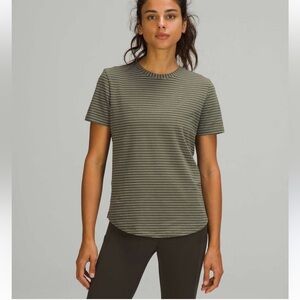 lululemon athletica Green Striped Short Sleeve Tee size 8. Used great condition.